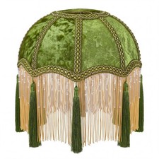 Vintage Velvet Olive Green Bell Lamp Shade 9.8