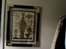 1980s Franklin Mint Egyptian King Tut Papyrus Institute of Cairo Painting + COA picture