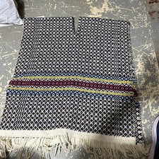VTG Native American/Mexican Hand Woven Wool Poncho/Decor Aztec Heavy picture