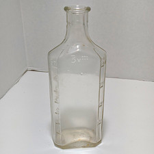 Clear Embossed Graduated Glass Medicine Bottle 3 oz with Measurement Marks picture