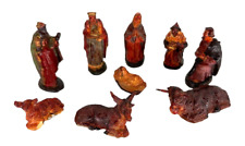 Vintage Nativity Creche Italy Chialu 13 Piece Set Figures Holy Family Hand Pain picture