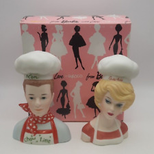 Enesco Barbie with Love Barbie & Ken Chefs Pair of Salt & Pepper Shakers 1994 picture