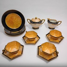 Early Noritake Lusterware Art Deco Morimura Hand Painted Tea Set Gilded 14 Piece picture