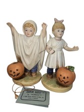 VTG 1985 HOMCO Denim Days Halloween Fun Ghost Angel Pumpkin Ghost   Figurines picture