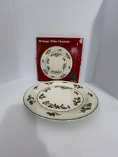Vintage Sango White Christmas Chop Plate Holly /Berry Serving Platter (Orig.Box) picture