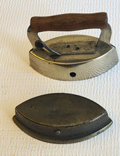 Antique cast iron child's toy sad iron w/detachable hood & handle Dover Mfg Co picture