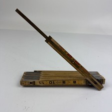 Lufkin X46 72” Red End Wooden Folding Ruler With Brass Slide Extension Rule, USA picture