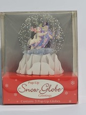 Pop-Up Snow Globe Greetings Cards - Contains 3 Pop-Up Globes Skating Snowmen-A7 picture
