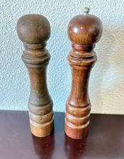 Woodcrest creations Vtg Wooden Salt & Pepper Grinder 11 inches tall  picture