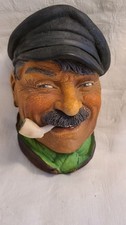 Vintage Bossons Chalkware Head Sailor with Pipe Wall Plaque picture