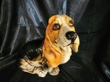 Vintage 1960's Marwal Basset Hound Dog Statue Chalkware Plaster Large Figure picture