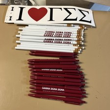 Gamma Sigma Sigma -- 20 Bumperstickers, BIC Pens and BIC pencils Last one  picture