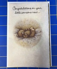 NEW 1973 Holly Hobbie American Greetings Card Parchment Baby Congratulations 6x4 picture
