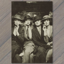 POSTCARD 1920s Flapper Women Smoking Suits Jazz Era Rebels picture