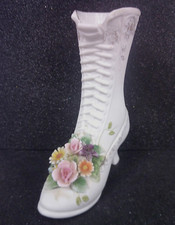Vintage Lefton China Hand Painted Boot Shoe w Flowers Vase KW4740 Japan picture