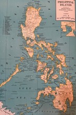 Vintage 1945 WORLD WAR 2 ERA PHILIPPINE ISLANDS MAP Estate Sale picture