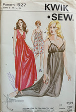 NEW Vtg 1960s KWIK SEW SEWING PATTERN Ladies Nightgown Sz S M L XL (2) Lengths picture