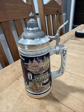 VTG GERMAN HANDARBEIT BEER STEIN WITH LID picture