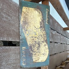 Vintage Enriched Bread Metal Advertising Sign 27x14 Bakery Loaf Graphic Rustic picture