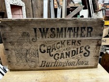 Antique Wood Crate J. W. Smither Crackers And Candies Burlington Iowa Bird picture