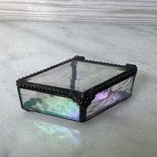 Artisan Made Irridescent Stained Glass Small Trinket Box picture