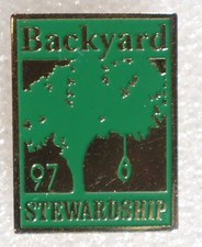 Backyard Stewardship Pinback Button Tree Nature 1997 Approx 0.75