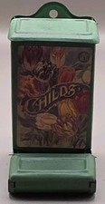 Vintage Match Holder John Lewis Childs Tin Metal Wall Mount Green 1960-1970s picture