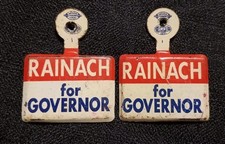 (2) 1959 Governor For Louisiana WILLIE RAINACH Segregation Canidate 1 Inch picture