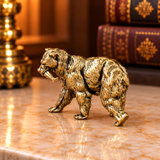 Mini Vintage Brass Grizzly Bear Statue Ornament Animal Figurines CUTE Gift picture