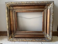 1970s Hollywood Regency MCM Thick Wood Gold Gilt Picture. 26.25 X 22.25 X 3.5 picture