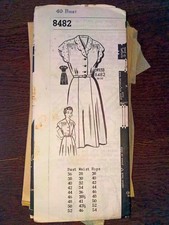 Vtg 40's Sewing Pattern 8482 Dress 40