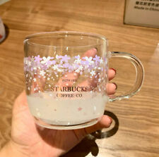 CHINA Starbucks Pink Sakura Color- Glass Coffee Mug Milk Cup+Rod 12oz picture