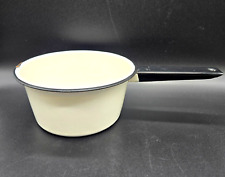 Vintage White Black Enamelware Pot Pan Saucepan 7