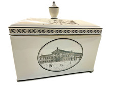 Porcelain Mottahedeh rectangle tureen w lid VTG black & white ‘Grand Tour’ RARE picture