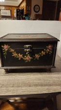 Pair Of Hand Painted Wood Boxes One Fits In The Other Vintage Ornate picture