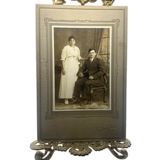 Vintage Strunk Reading PA Couple Portrait Cabinet Card Photo 6x9 Sepia Orig picture