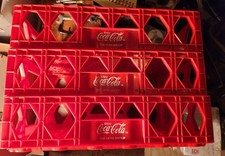 3 Vintage Red Plastic Coca-Cola Stackable Soda Crates Diet Coke picture
