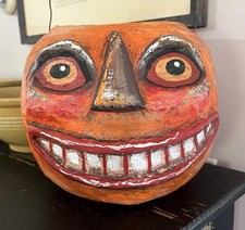 Large Handmade Paper Clay Jack O Lantern bucket picture