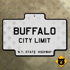 Buffalo New York city limit state highway road sign 1922 marker boundary 21x14 picture