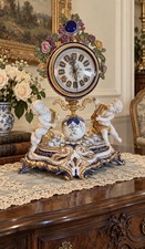Sèvres-Style Porcelain Putti and Grape Clusters Mantel Clock. picture