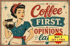 Cream Red Retro Metal Tin Sign Vintage Home Kitchen Cafe Wall Art Decor 8x12 picture