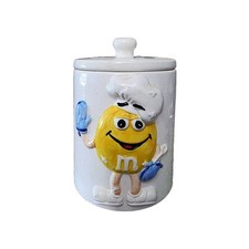 M&M’s Yellow Chef Cookie Jar Lipper International Ceramic w Lid Vintage picture