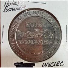 1967 Hotel Bonanza Las Vegas Nevada One Dollar Gaming Token Vintage Casino Coin picture