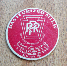 Vintage 1950's PRR Milk Bottle Cap J.E. Harshbarger Dairy Altoona Pa. Railroad picture
