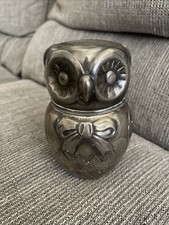 Vintage 1968 Raimond Italy Silverplate Owl Coin Bank Mid Century Figural picture