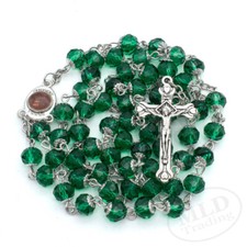 Emerald Green Rosary Necklace – Jerusalem Holy Center – 8mm Catholic Beads picture