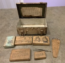 Vtg First Aid Kit Metal Wall Mount 1900’s List Included picture