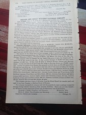 1889 Train Report CHICAGO & GREAT WESTERN RAILROAD Harrison St Fifth Ave Depot picture