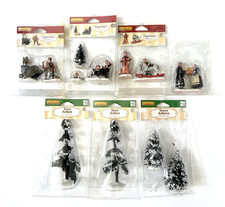 Vintage LEMAX Christmas Village Figurines & Landscape Trees Xmas Winter Holiday picture