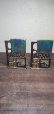 Vintage Brass Brutalist Bookends by Chen Hebron 